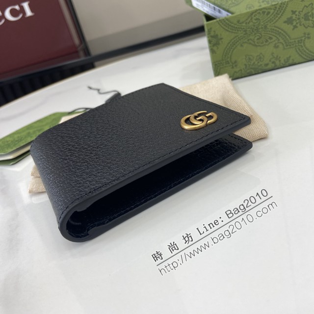 Gucci專櫃古馳最新款Marmont系列皮革雙折錢包男士短夾 jh2417型號：428726